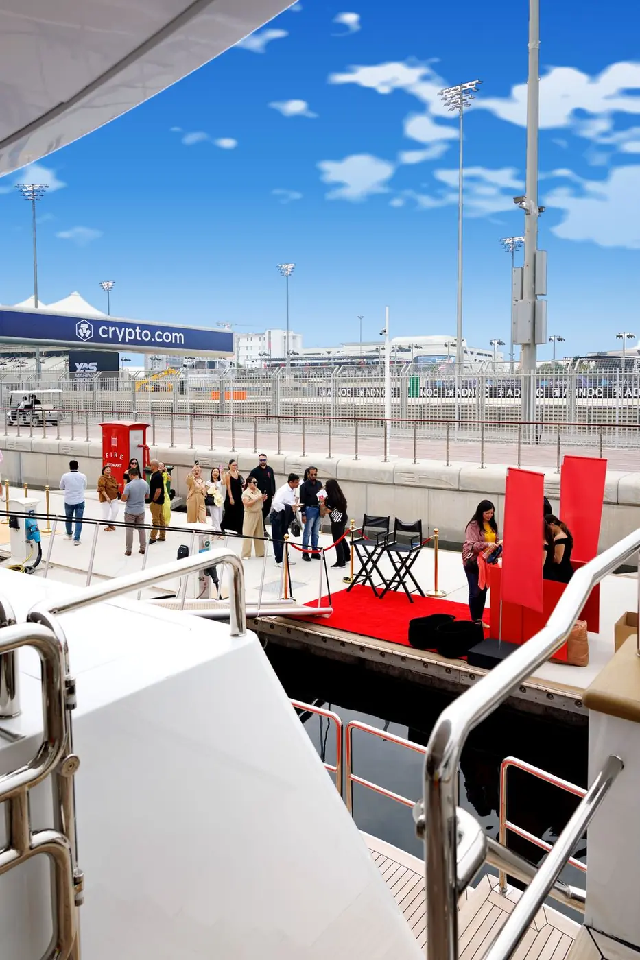 Guests arriving at the megayacht in Yas Marina for the Abu Dhabi Grand Prix