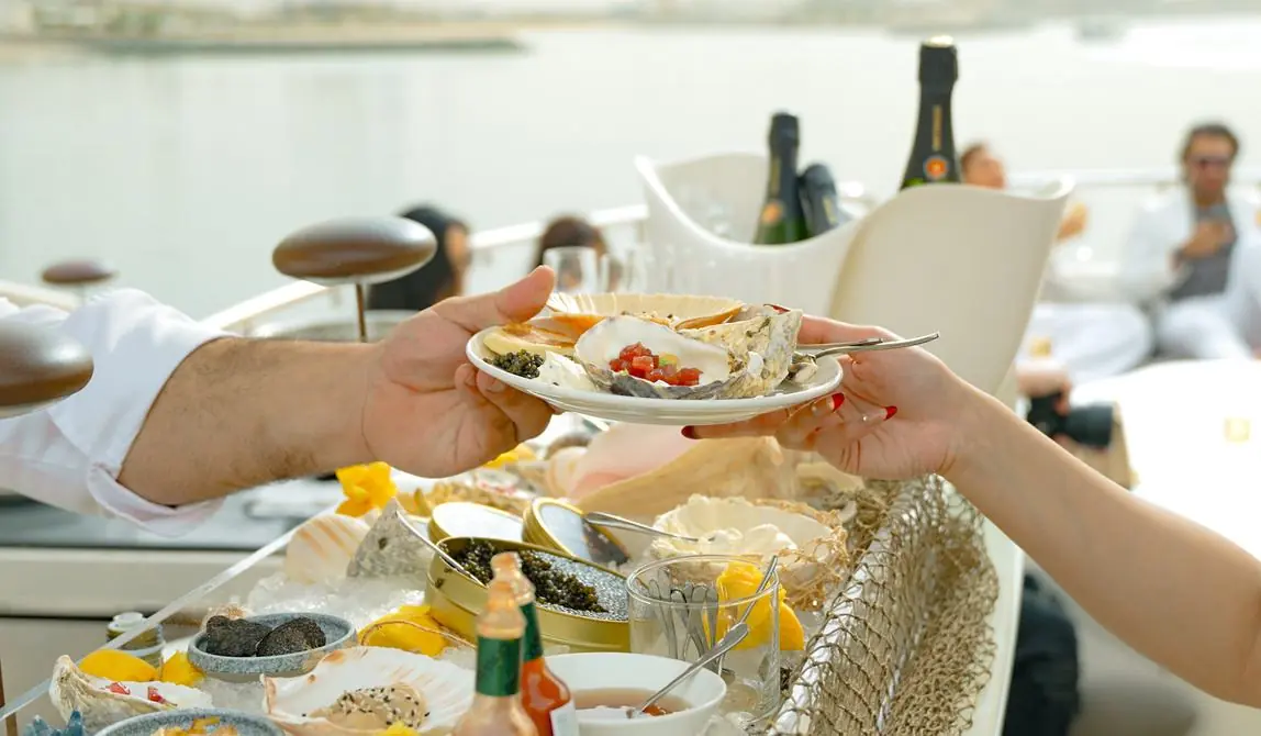Signature lunch served on the yacht during the Abu Dhabi Grand Prix
