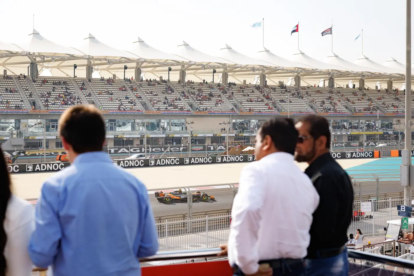 The Yas Marina Circuit seen from a superyacht deck during the Abu Dhabi Grand Prix