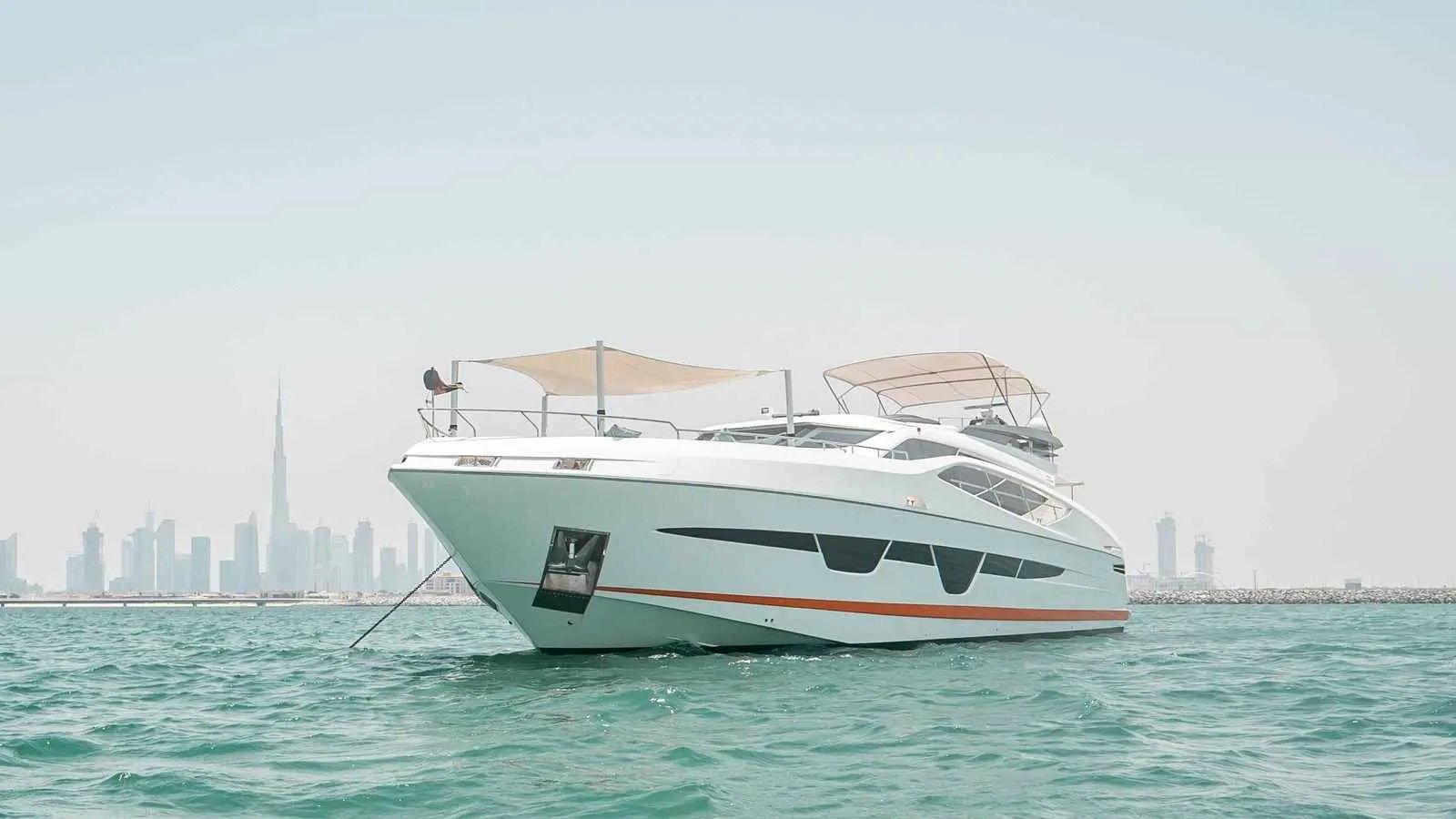 Numarine Dolce Vita yacht at anchor, Formula 1 hospitality yacht