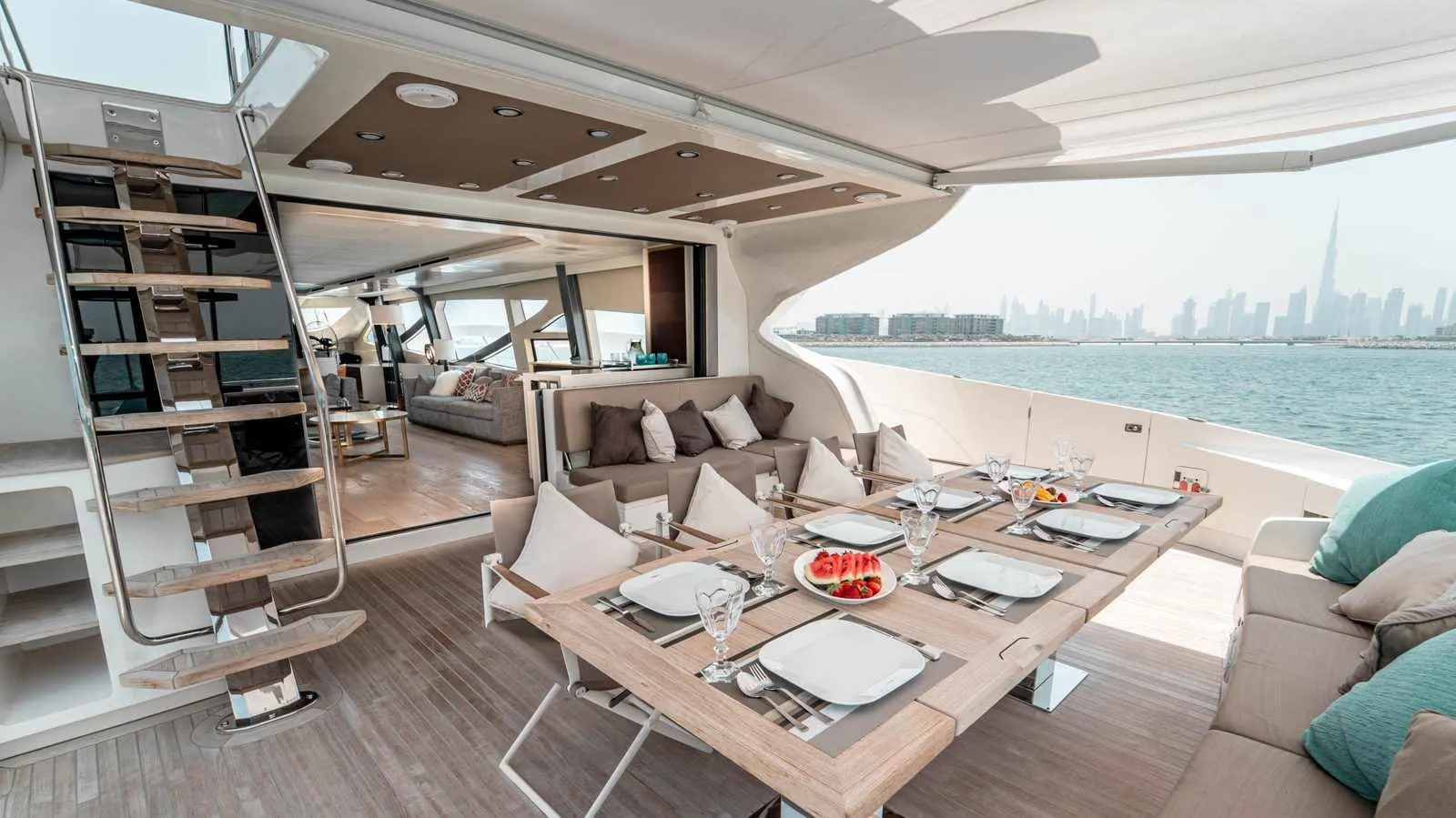 Numarine Dolce Vita aft dining table set for guests