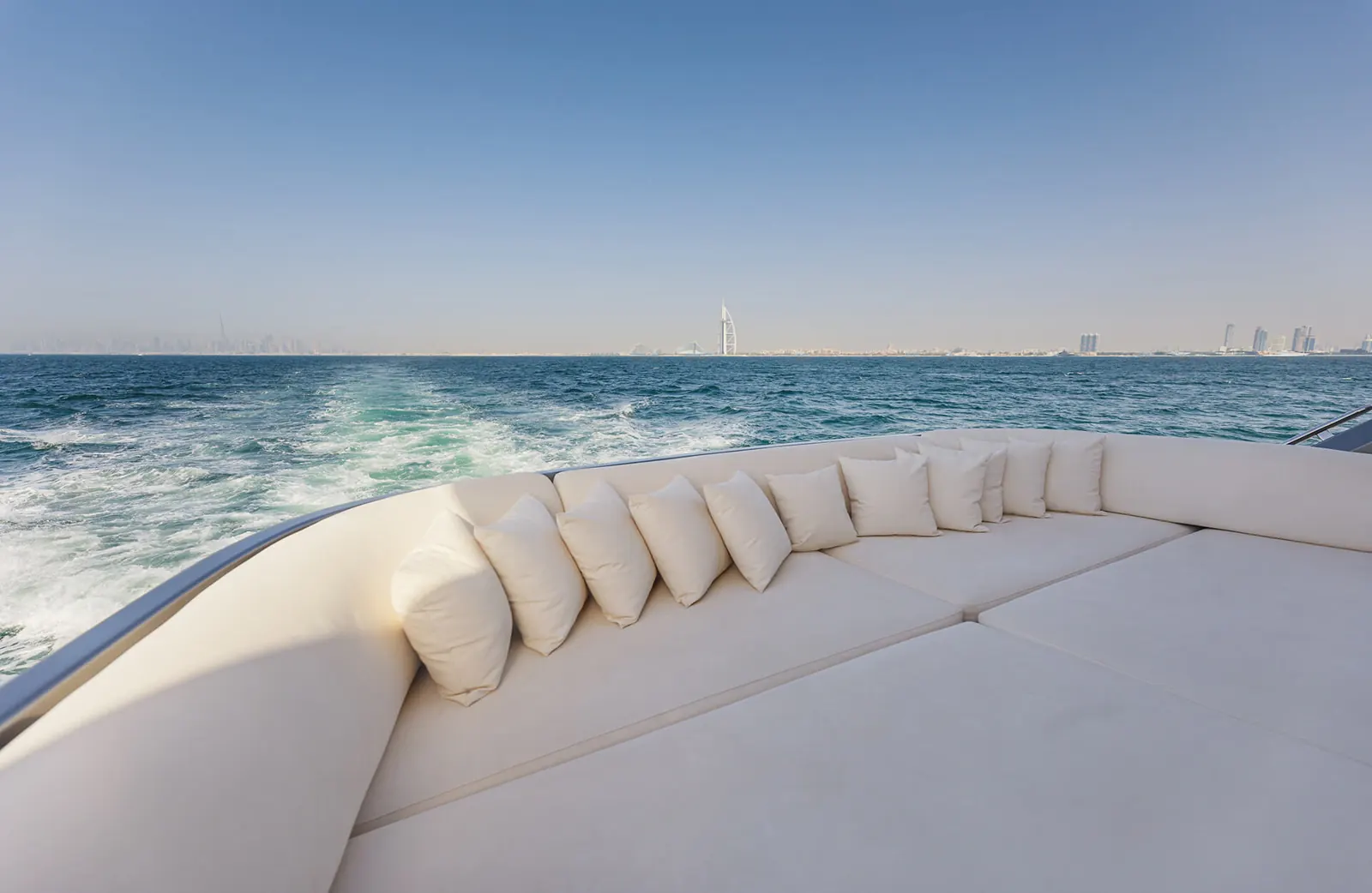 Santorini foredeck sunpad at sea