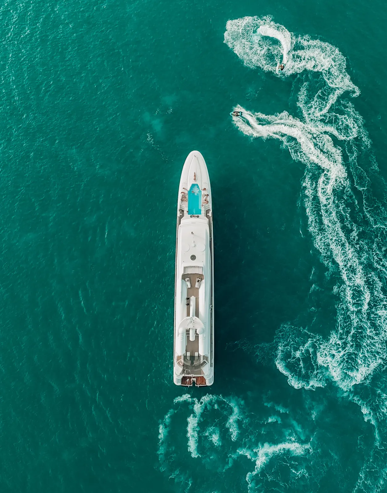 Thunder superyacht from above at sea