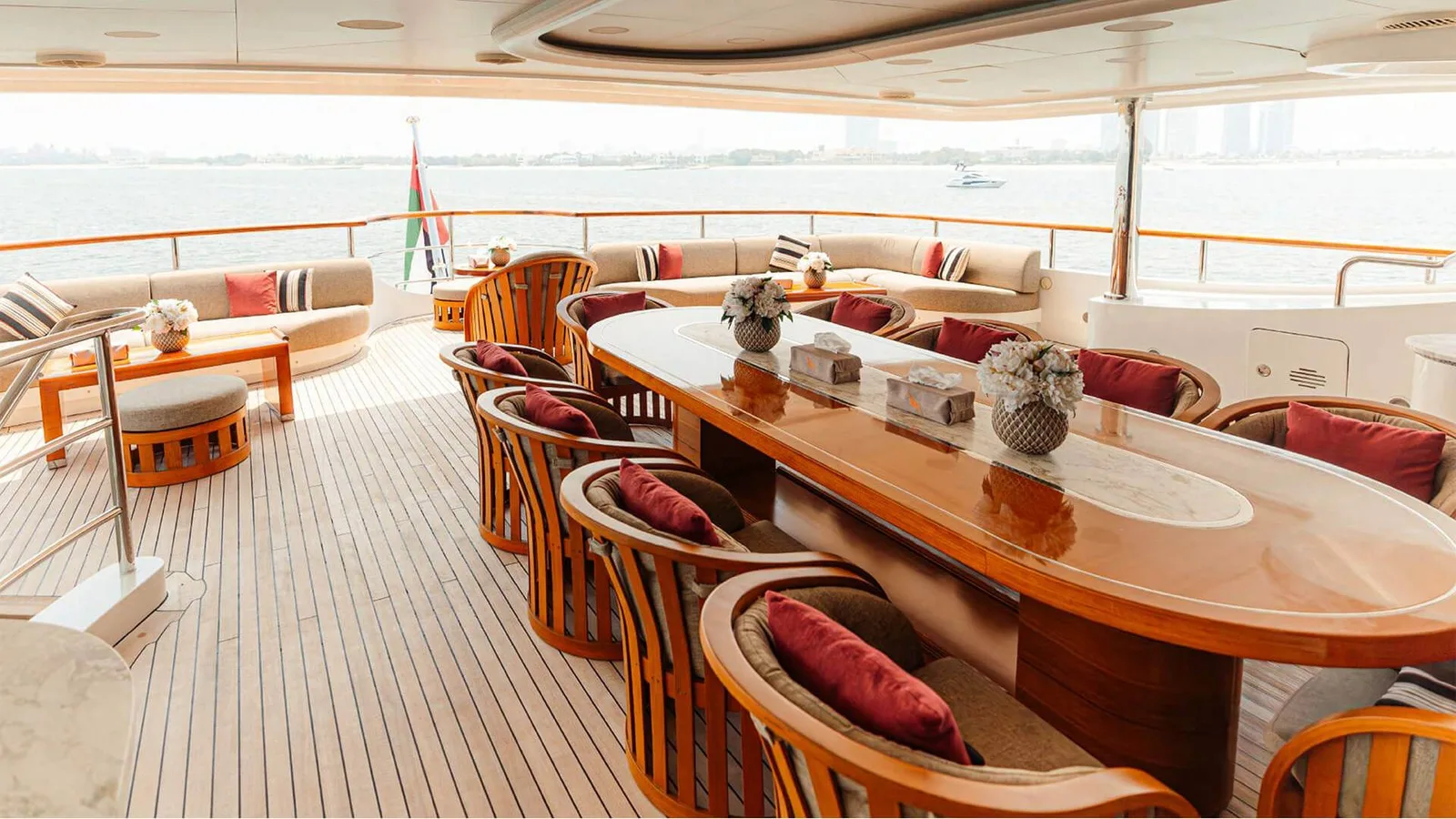 ZAF upper aft deck dining table for twelve