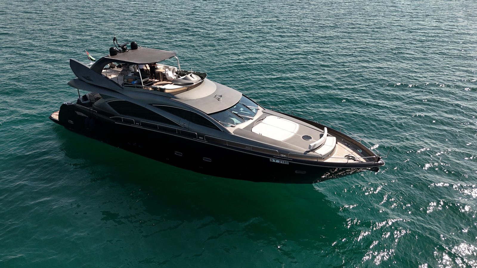 Matrix Sunseeker yacht from above, aerial view