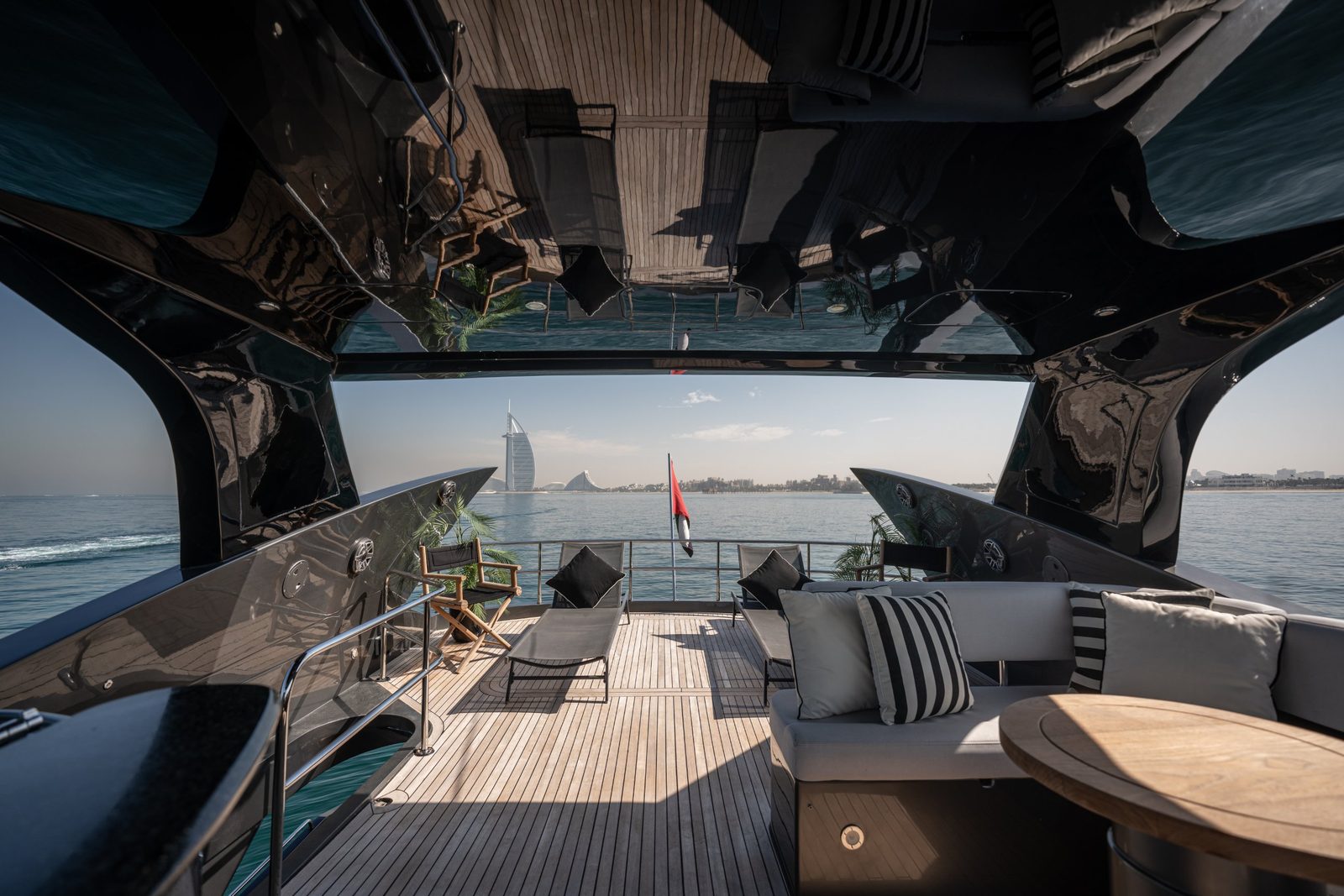 Matrix flybridge lounge facing the Burj Al Arab