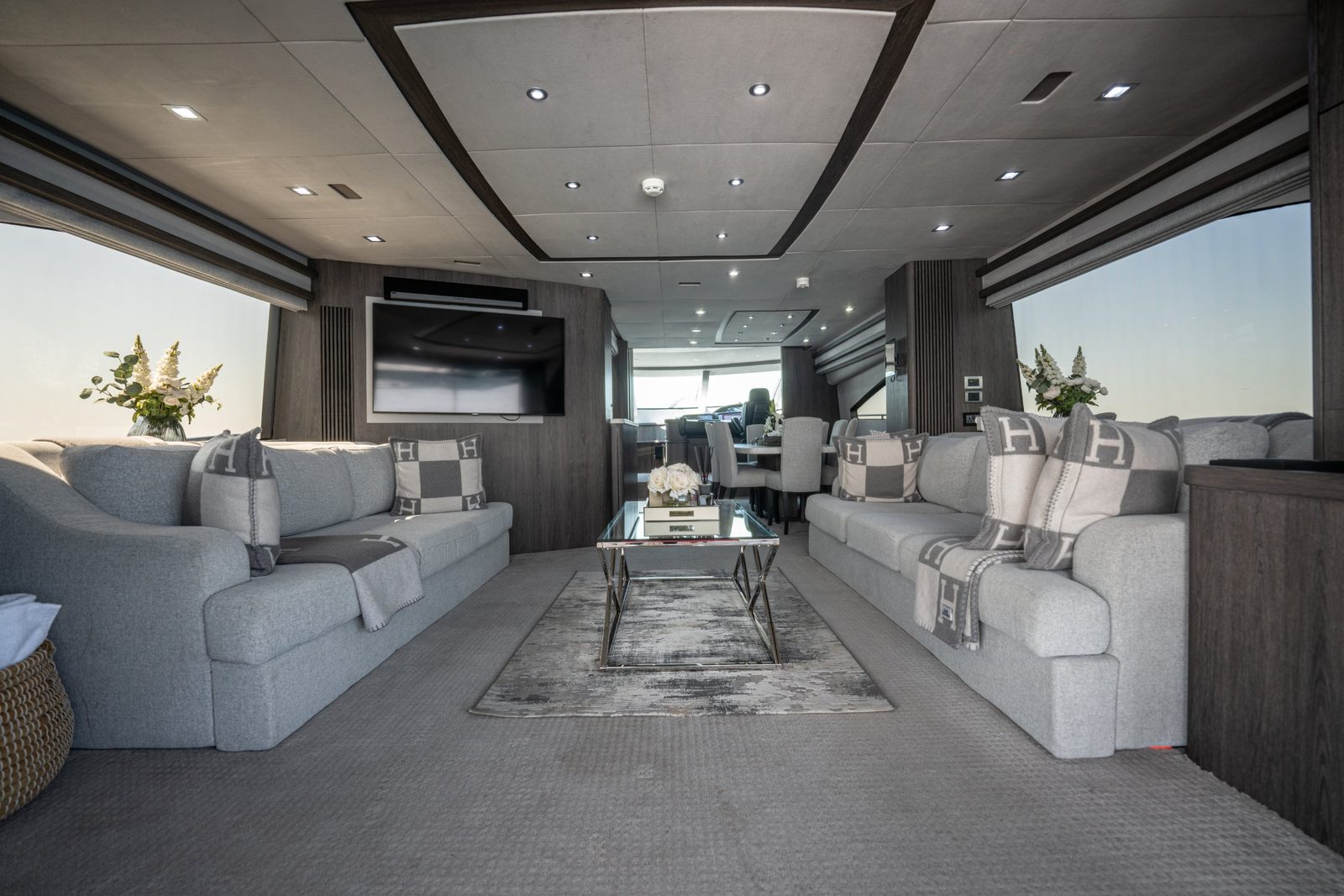 Matrix main salon with two sofas and a coffee table