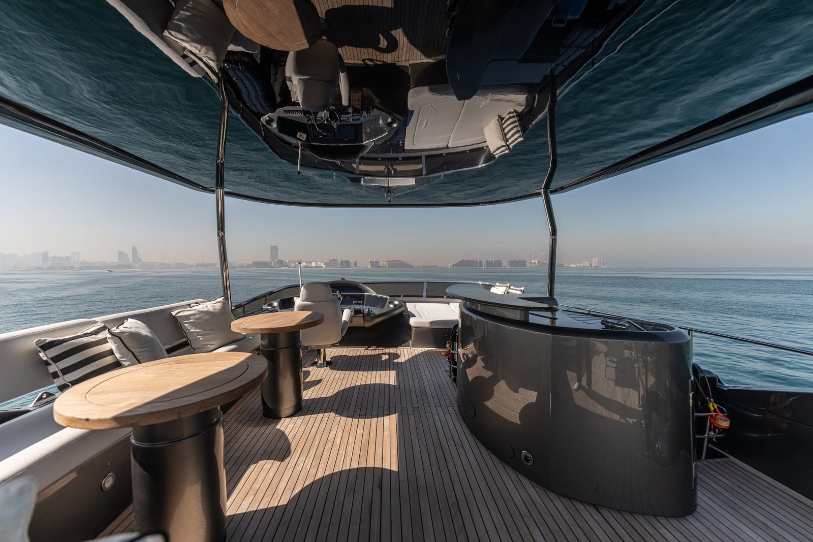 Matrix flybridge bar, tables and helm