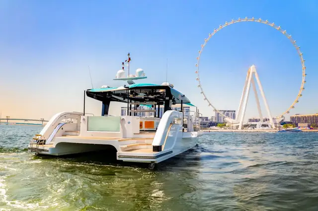 Nova 55, rooftop pool catamaran for charter in Dubai
