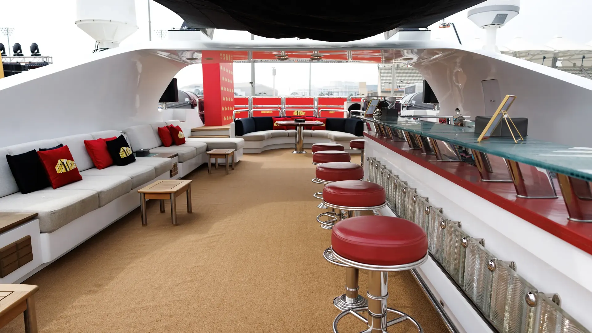 A superyacht deck dressed in a brand’s colours